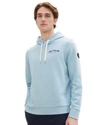 TOM TAILOR Sweatshirt Hoodie mit Label-Print Hoodie Blau/Hellblau