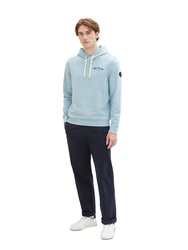 TOM TAILOR Sweatshirt Hoodie mit Label-Print Hoodie Blau/Hellblau