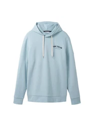 TOM TAILOR Sweatshirt Hoodie mit Label-Print Hoodie Blau/Hellblau