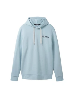TOM TAILOR Sweatshirt Hoodie mit Label-Print Hoodie Blau/Hellblau