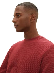 TOM TAILOR Sweatshirt QUILTED SWEAT Rot/Dunkelrot/Braun