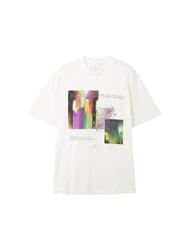 TOM TAILOR T-Shirt Weiß/Beige/Mischfarben