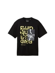 TOM TAILOR T-Shirt Schwarz/Rot/Gold/Lila