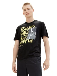 TOM TAILOR T-Shirt Schwarz/Rot/Gold/Lila
