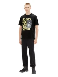 TOM TAILOR T-Shirt Schwarz/Rot/Gold/Lila