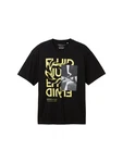 TOM TAILOR T-Shirt Schwarz/Rot/Gold/Lila