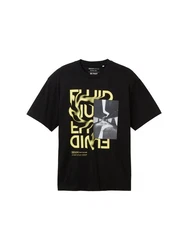 TOM TAILOR T-Shirt Schwarz/Rot/Gold/Lila