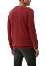 s.Oliver Strickpullover mit V-Ausschnitt und Logo Rot/Dunkelrot/Braun/Bordeaux
