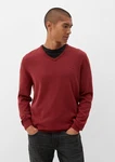 s.Oliver Strickpullover mit V-Ausschnitt und Logo Rot/Dunkelrot/Braun/Bordeaux