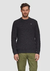 s.Oliver Strickpullover mit Crew Neck Rippblende Dunkelgrau/Grau/Dunkelblau/Schwarz