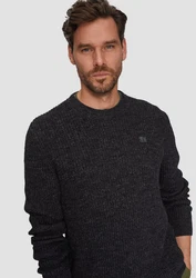 s.Oliver Strickpullover mit Crew Neck Rippblende Dunkelgrau/Grau/Dunkelblau/Schwarz