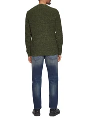 s.Oliver Strickpullover mit Crew Neck Rippblende Dunkelgrün/Grün