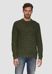 s.Oliver Strickpullover mit Crew Neck Rippblende Dunkelgrün/Grün