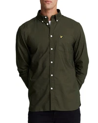 Lyle & Scott Langarmhemd Dunkelgrün/Grün/Khaki