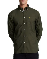 Lyle & Scott Langarmhemd Dunkelgrün/Grün/Khaki
