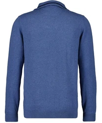 RAGMAN V-Ausschnitt Pullover mit Stehkragen und Zip Blau/Dunkelblau