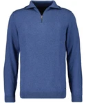 RAGMAN V-Ausschnitt Pullover mit Stehkragen und Zip Blau/Dunkelblau