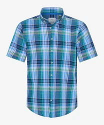 Brax Kurzarmhemd Style Dan C Türkis/Blau/Hellblau