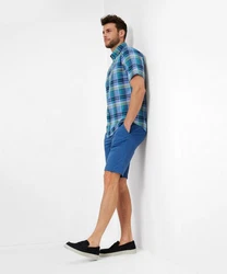 Brax Kurzarmhemd Style Dan C Türkis/Blau/Hellblau
