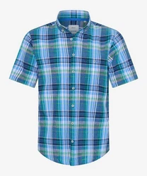 Brax Kurzarmhemd Style Dan C Türkis/Blau/Hellblau