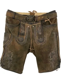 Trachtenlederhose Kurze Herren Lederhose 'Klostersee' mit Gr