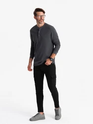 OMBRE Longsleeve Casual Dunkelgrau/Hellgrau/Grau