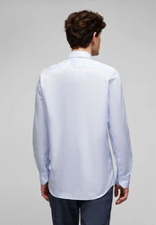 HECHTER PARIS Langarmhemd Modern Fit mit Kentkragen Hellblau/Blau