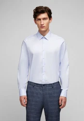 HECHTER PARIS Langarmhemd Modern Fit mit Kentkragen Hellblau/Blau