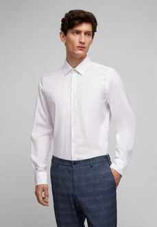 HECHTER PARIS Langarmhemd Modern Fit mit Kentkragen Weiß/Creme
