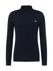 Gant Strickpullover COTTON CABLE TURTLE NECK Dunkelblau/Blau
