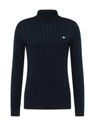 Gant Strickpullover COTTON CABLE TURTLE NECK Dunkelblau/Blau