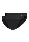 Skiny Slip Herren Tanga-Slip 2er Pack Cotton Retro Schwarz/Dunkelgrau