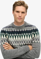 Superdry Rundhalspullover FAIRISLE KNIT CREW JUMPER Grau