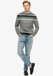 Superdry Rundhalspullover FAIRISLE KNIT CREW JUMPER Grau
