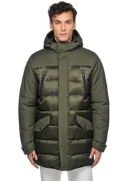 Langjacke SAPIENZA im Materialmix, 4 Taschen, Kapuze, verdeckter Reiverschluss