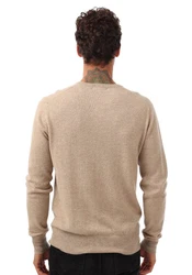 Zwillingsherz Kaschmirpullover V-Ausschnitt Beige/Khaki/Braun