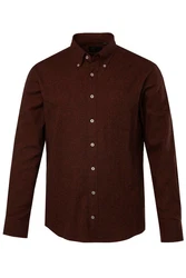 JP1880 Businesshemd Flanellhemd Langarm Buttondown-Kragen Braun/Dunkelrot/Bordeaux/Dunkelbraun