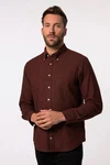 JP1880 Businesshemd Flanellhemd Langarm Buttondown-Kragen Braun/Dunkelrot/Bordeaux/Dunkelbraun