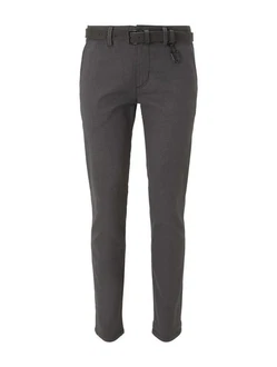 TOM TAILOR Denim Chinohose Strukturierte mit Gürtel Anthra (23975)