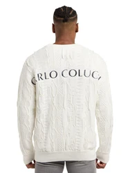 CARLO COLUCCI Rundhalspullover Dima Grau/Hellgrau/Weiß/Khaki