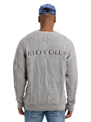 CARLO COLUCCI Rundhalspullover Dima Grau/Schwarz/Hellblau