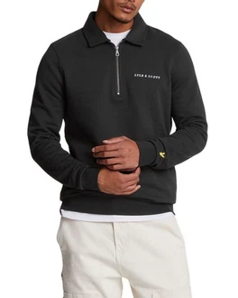 Lyle & Scott Sweatshirt Mit Stehkragen Half Zip Schwarz/Grün/Dunkelblau