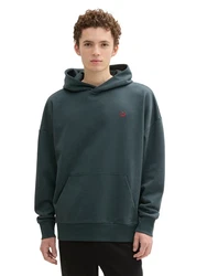 TOM TAILOR Sweatshirt Oversized Hoodie Dunkelgrün/Grün