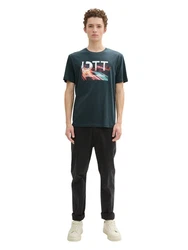 TOM TAILOR T-Shirt Dunkelgrün/Schwarz/Grün