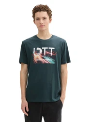 TOM TAILOR T-Shirt Dunkelgrün/Schwarz/Grün