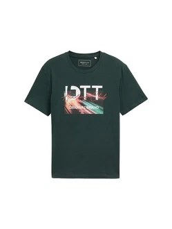TOM TAILOR T-Shirt Dunkelgrün/Schwarz/Grün