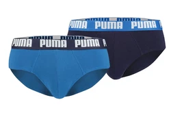 PUMA BODYWEAR BASIC BRIEF Logo Webbund Lila/Dunkelblau/Blau