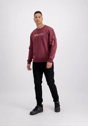 Alpha Industries Sweatshirt Alpha Label Sweater für Herren Dunkelrot/Bordeaux/Lila/Rot