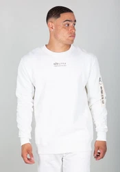 Alpha Industries Men Sweatshirts Organics Sweater Weiß/Creme/Dunkelblau