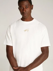 Tommy Jeans T-Shirt TJM REG GOLD SIGNATURE TEE EXT Weiß/Schwarz/Khaki/Beige
